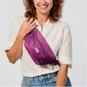 The Foldie Crossbody Belt Bag Purple Tracel RFID Safe Anit-theft Adjustable